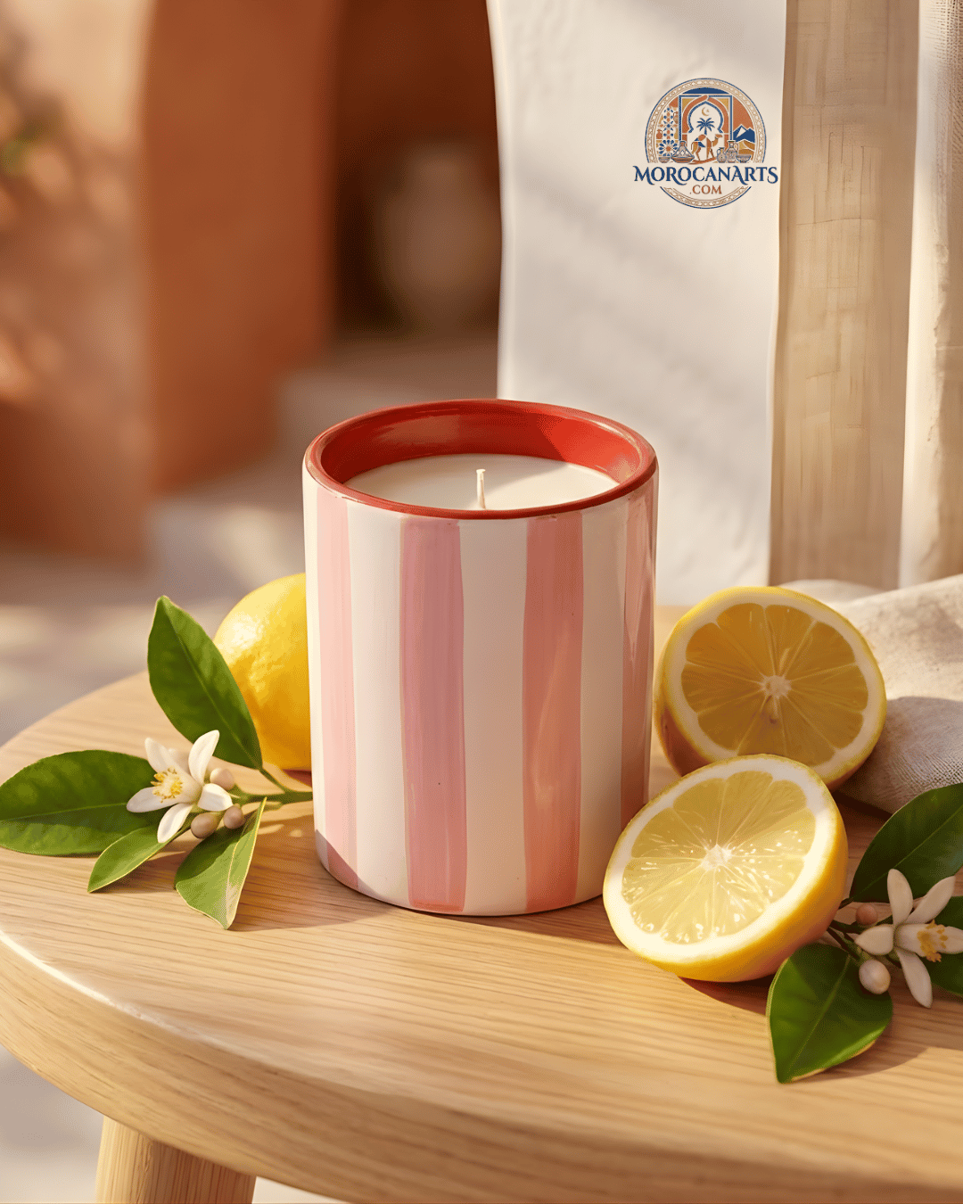 Bougie rayée Citron & Verveine